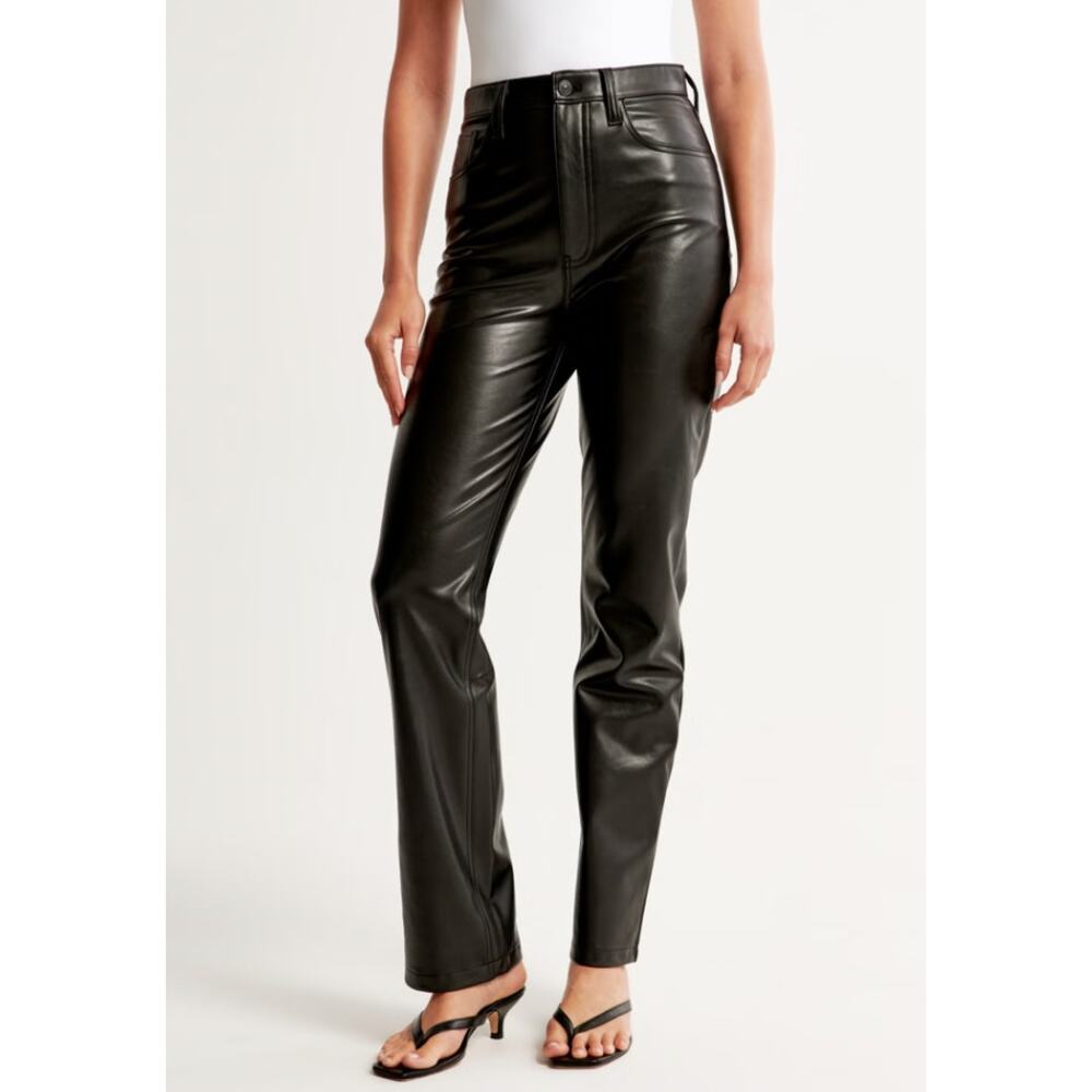 Abercrombie & Fitch High Rise Ankle Straight Vegan Leather Pants Size 27